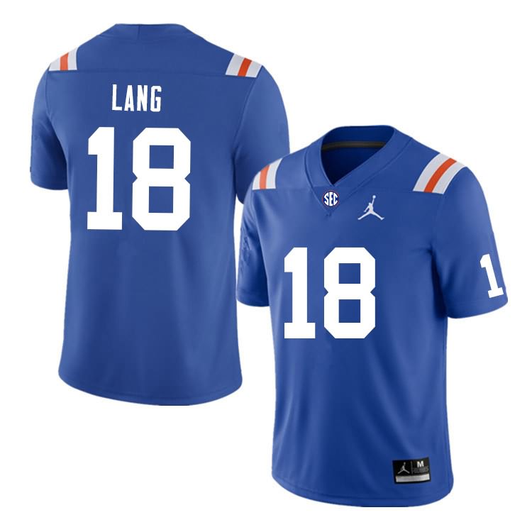 Men's NCAA Florida Gators Dante Lang #18 Stitched Authentic Nike Blue Throwback College Football Jersey BLB0265CM